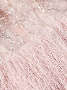 SHEIN Belle Vestido De Noche Decorado Con Flores 3d Y Lentejuelas, Encaje Y Detalles De Piel Con Estilo Pesado - Rosa - Ver 14