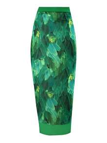 SHEIN Swim Curve Kích thước lớn Của phụ nữ In Bên Váy che - màu xanh lá - Xem 2