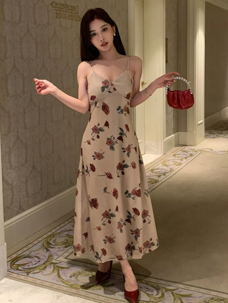 Women'S Floral Print Slip Dress Sundress Vacation Outfits Women Easter Boho
