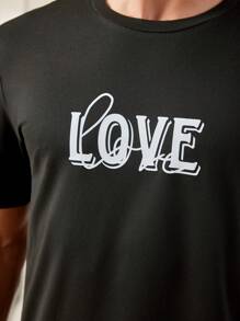 Set de pijamale cu imprimeu inimă pentru bărbați