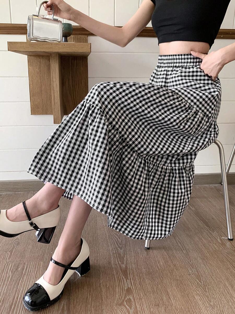 DAZY Women's Plaid Long Skirt,Ruffle Fall Skirts - Multicolor - View 1