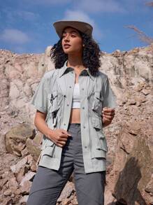 In My Nature 女款多口袋長袖戶外夾克 - 淺灰色 - 查看 6