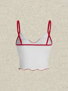 SHEIN EZwear Của phụ nữ Trắng Dệt kim Áo ba lỗ - Màu Đỏ Sâu - Xem 4