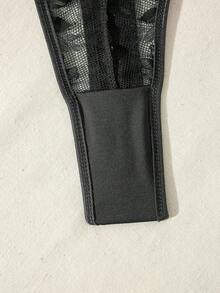 SHEIN 女式花卉蕾丝镂空交叉露背紧身衣，坏蛋造型