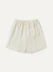 Cozy Pixies 男婴拼色半纽扣短袖套头衫和纯色短裤套装 - 白色 - 查看 3