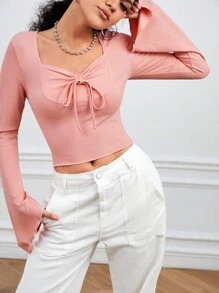 SHEIN Sport Gameset Sports Long Sleeve T-Shirt With Drawstring Front