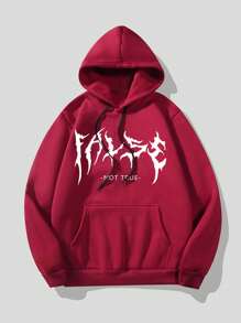Manfinity LEGND Men's Simple Hooded Sweatshirt With Print - Burgundy - View 2