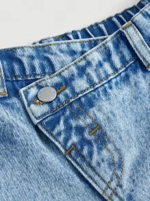 SHEIN Jeans droits avec ourlet effiloché et fente pour filles (jeune fille) mode Y2K
