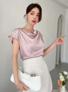 DAZY 女式圍巾領襯衫 - 粉色 - 查看 1