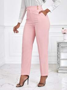 Lunelith SHEIN Lunessa Pantalones de traje de cintura alta y pierna entallada para mujer