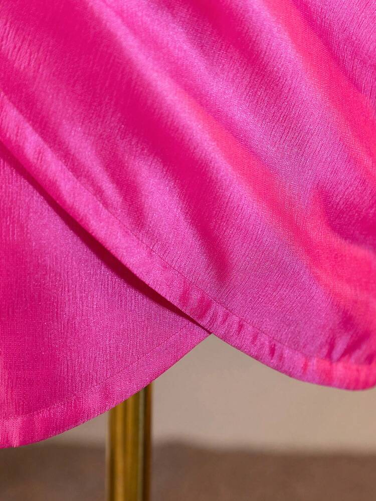 Tween Girls' Double-Layer Ruffle Detail Side Pleated Wrap Dress