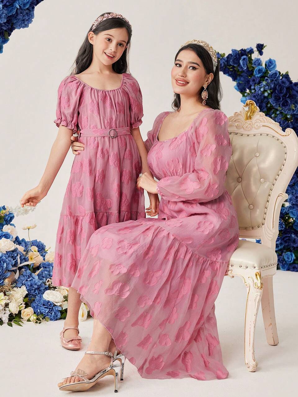 1pc Women's Square Neck Lantern Sleeve Dress Fall Cloth For Women