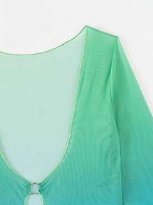 SHEIN Swim Ladies' Blue-Green Ombre Bikini Set Summer Beach - Multicolor - View 3