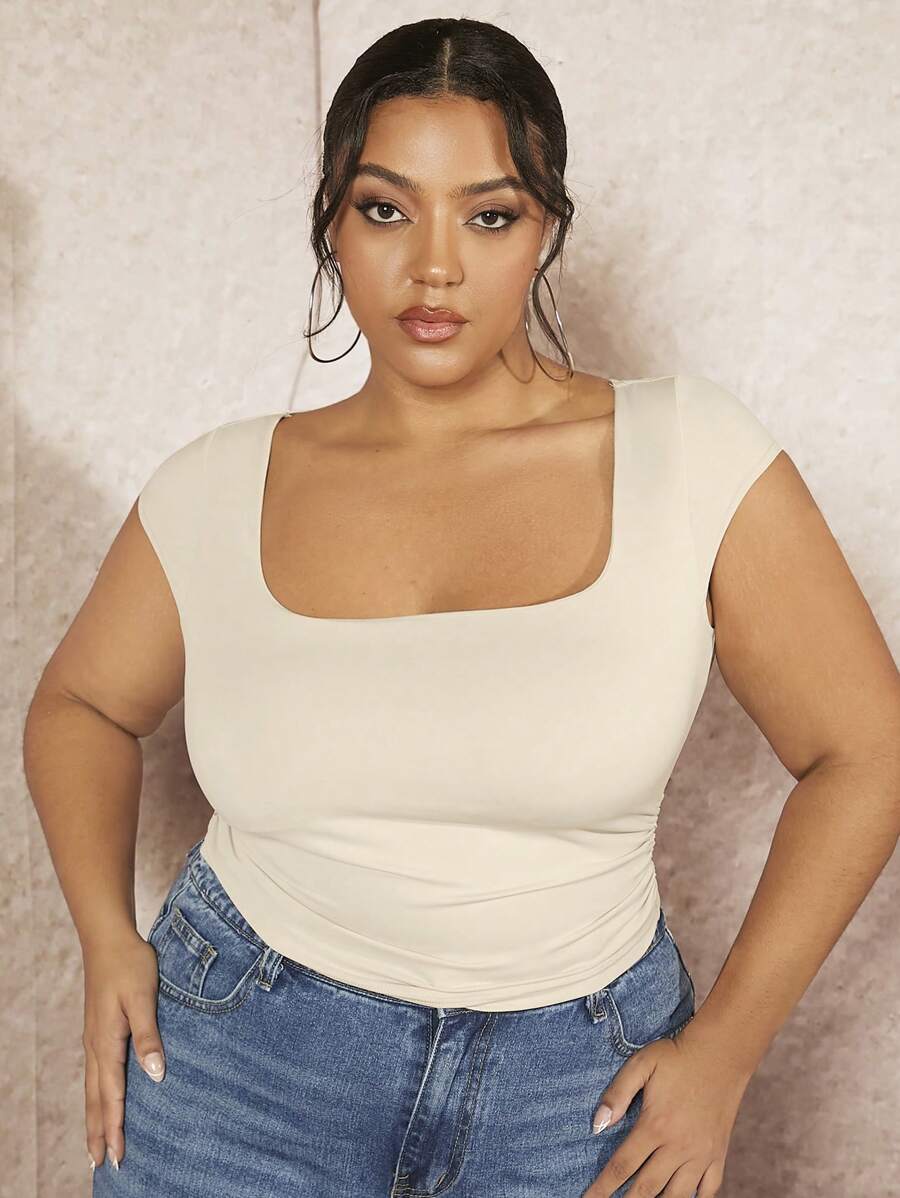 SHEIN BAE Spring Break Cheap Clothes Summer Women Shirts Summer Tops - Apricot - View 1