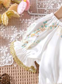 Retro In Bong bóng Tay áo Đầm Đối với Đứa bé gái - Nhiều màu - Xem 5