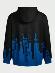 Manfinity Roughcore Men's Plus Size Hooded Sweatshirt With Cross Design - Black - View 3