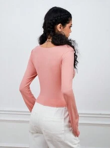 SHEIN Sport Gameset Sports Long Sleeve T-Shirt With Drawstring Front