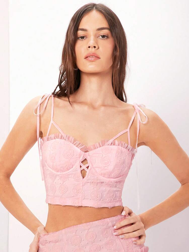 Camisole-tanktop Mit Jacquard-rüschenbesatz Für Damen