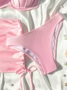 Swim Mod Conjunto de bikini de unicolor para mujer para la playa de verano