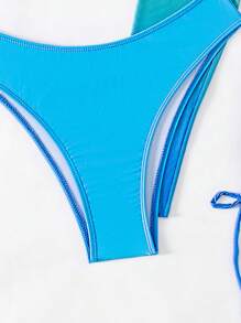 SHEIN Swim Ladies' Blue-Green Ombre Bikini Set Summer Beach - Multicolor - View 6