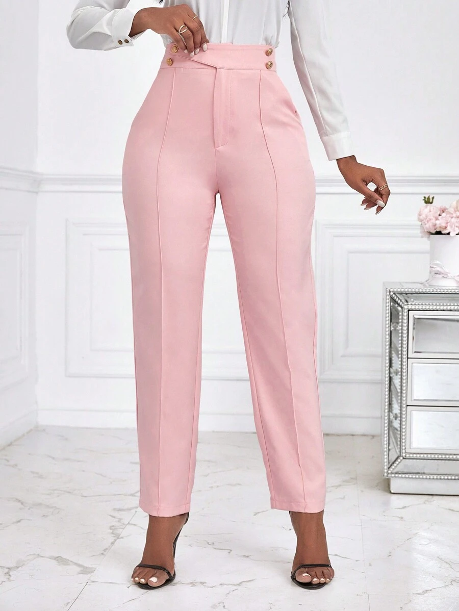 SHEIN Unity Women's High Waist Tapered Suit Pants - Pink - View 1