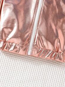 SHEIN Young Girl Zip Up Hooded Jacket & Pants & Heart Patched Tee - Pink - View 8