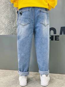 少年2024春夏新款寬鬆牛仔褲 - 淺色水洗藍 - 查看 2