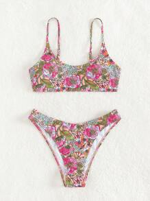 SHEIN Swim Bikini Badeanzug mit Blumendruck