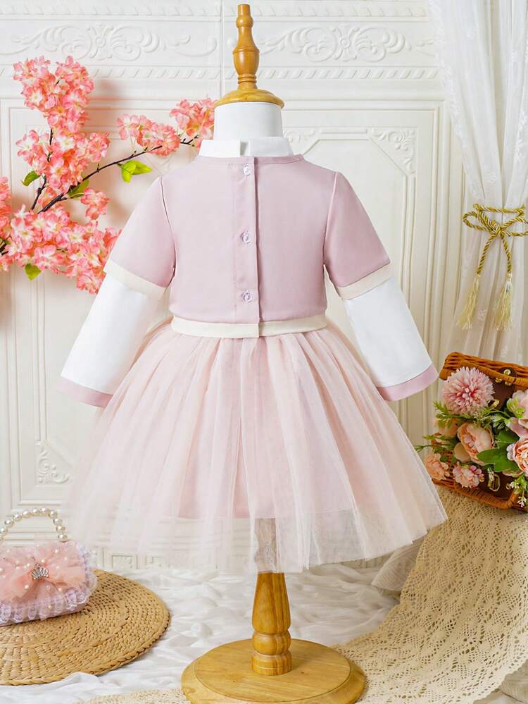 Baby Girl Spring/Summer Pink Hanfu Style Two-Piece Set, Suitable For Daily Wear, Casual Occasions And Festivals