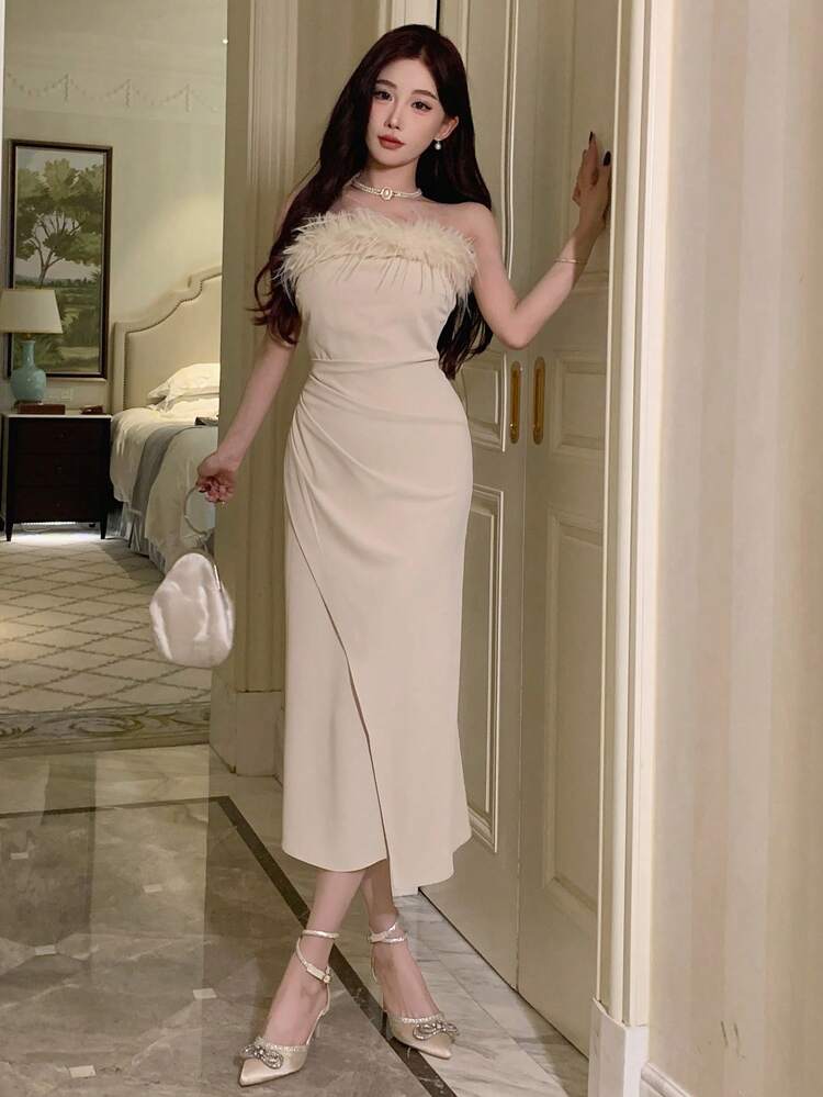 Homecoming Off Shoulder Bodycon Fish Tail Midi Dress For Women, Birthday ,New Year Eve Prom Dress Party Women Elegant Women Dresses Carnival