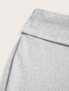 SHEIN Qutie Kích thước lớn Của phụ nữ Eo dây rút Cơ bản Quần ống loe - Màu Xám nhạt - Xem 4