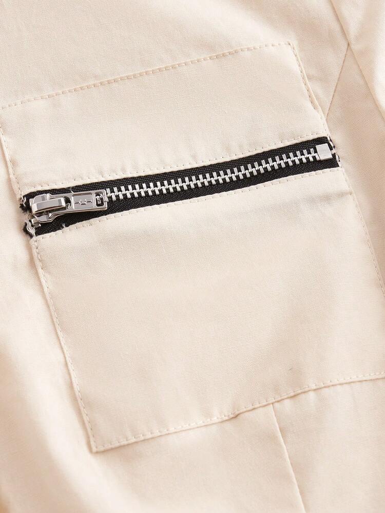 Women's Khaki Woven Short Sleeve Shirt