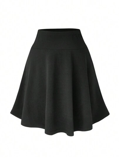 DreamSkyne Plus Size Women's Solid Color Half-Length Umbrella Skirt Flare Skirtblack Skirt Womenblack Skirt