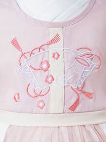 Baby Girl Spring/Summer Pink Hanfu Style Two-Piece Set, Suitable For Daily Wear, Casual Occasions And Festivals - Multicolor - View 3