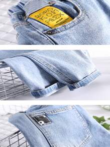 少年2024春夏新款寬鬆牛仔褲 - 淺色水洗藍 - 查看 8