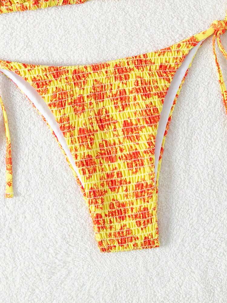 Women's Floral Printed Halter Bikini Set, Summer Beach Bathing Suit Carnival