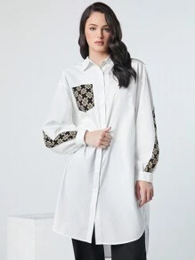 Seusyu 女性印花長袖襯衫 - 彩色 - 查看 6