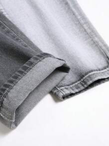 Tween Boy Black & Beige Patchwork Distressed Slim Fit Jeans - Grey - View 7