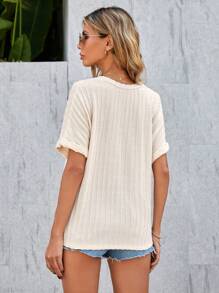 EMERY ROSE Women's Textured Batwing Sleeve T-Shirt - White - View 2