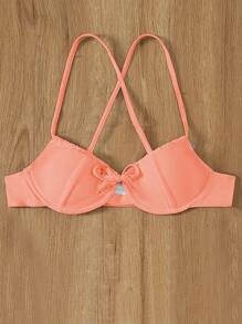 Swim Vcay Màu thuần Trở lại Sự tréo nhau Dây điện Ủng hộ Áo bơi Áo - Màu Cam san hô - Xem 3