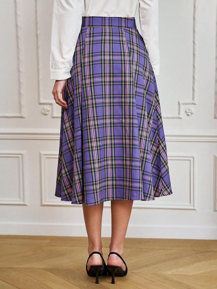 Mid-Length Tartan Skirt Winter Casual