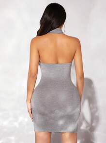 SHEIN SXY Vestido Sin Mangas Con Cuello Y Halter Para Mujer Con Diseño De Estampado De Coche