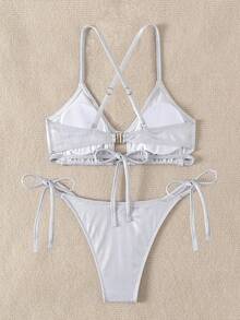 SHEIN Swim Women's Two-piece Swimwear - Silver - View 6