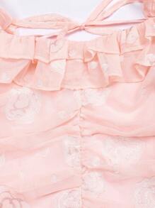 Enchnt Women's Patchwork Ruffle Hem Pleated Dress - Pink - View 9