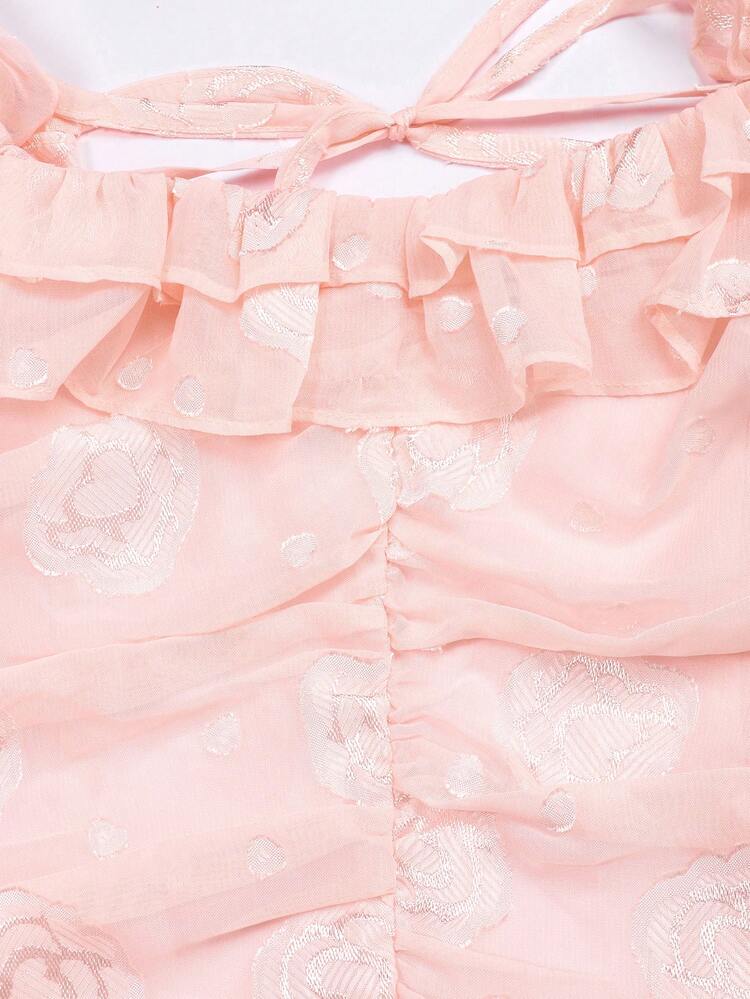 Women's Patchwork Ruffle Hem Pleated Dress