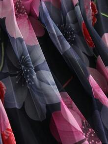 女性褶皺裙,滿版花卉印花 - 彩色 - 查看 4