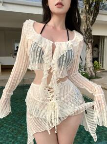 DAZY Women's Lace Embroidery Bikini Summer Festival Sheer
