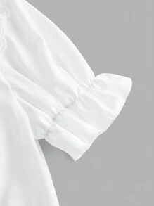 SHEIN MOD Quý cô Trắng Áo sơ mi Với Thêu , Ren Và - trắng - Xem 3