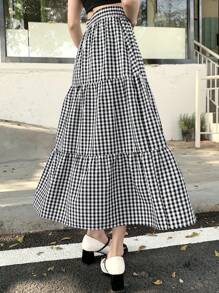 DAZY Women's Plaid Long Skirt,Ruffle Fall Skirts - Multicolor - View 5