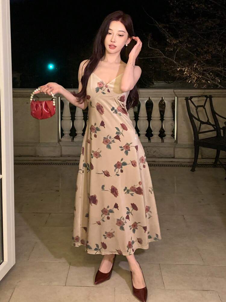 Women'S Floral Print Slip Dress Sundress Vacation Outfits Women Easter Boho